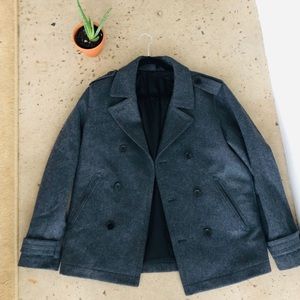 EXPRESS Charcoal/Gray Peacoat, Size Medium